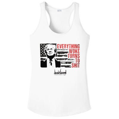 Everything Woke Turns To Shit Funny Trump Ladies PosiCharge Competitor Racerback Tank