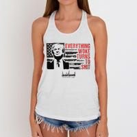 Everything Woke Turns To Shit Funny Trump Women's Knotted Racerback Tank