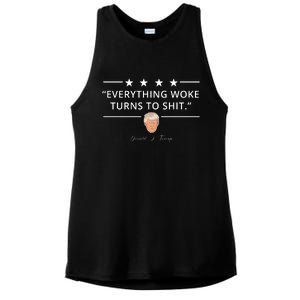 Everything Woke Turns To Shit Donald Trump Ladies PosiCharge Tri-Blend Wicking Tank