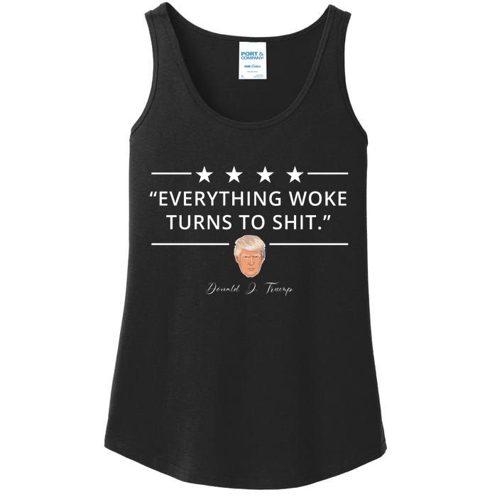 Everything Woke Turns To Shit Donald Trump Ladies Essential Tank