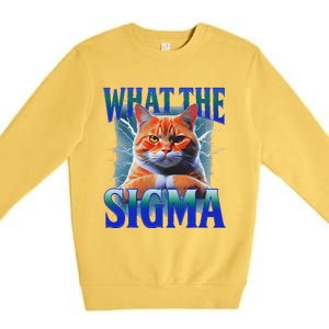 Erm What The Sigma Funny Cat Meme Weirdfor Gen Alpha Premium Crewneck Sweatshirt