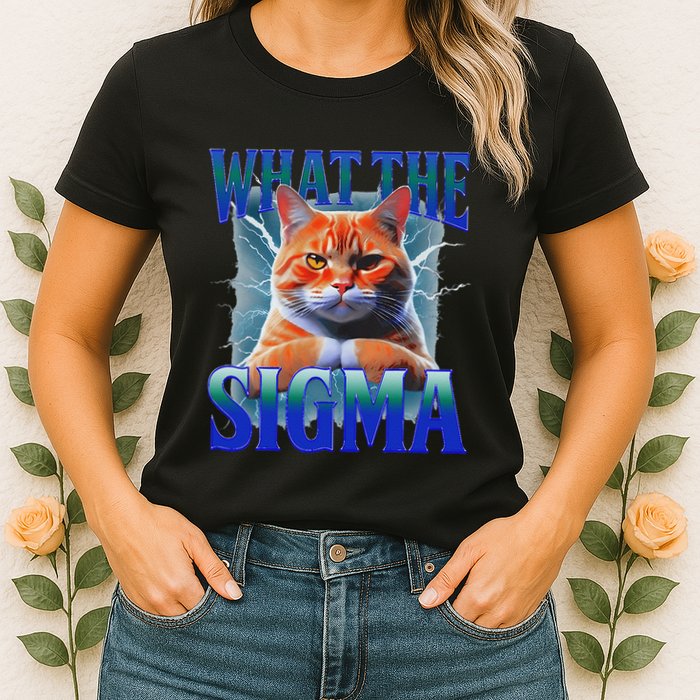 Erm What The Sigma Funny Cat Meme Weirdfor Gen Alpha Women's T-Shirt