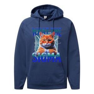 Erm What The Sigma Funny Cat Meme Weirdfor Gen Alpha Performance Fleece Hoodie