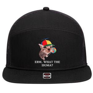 Erm What The Sigma Cat Candy 7 Panel Mesh Trucker Snapback Hat