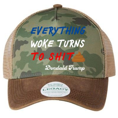 Everything Woke Turns To Shit Funny Poop Emoji Trump Quote Legacy Tie Dye Trucker Hat