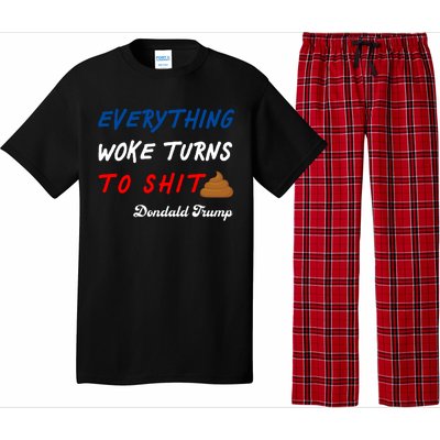 Everything Woke Turns To Shit Funny Poop Emoji Trump Quote Pajama Set