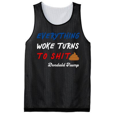 Everything Woke Turns To Shit Funny Poop Emoji Trump Quote Mesh Reversible Basketball Jersey Tank