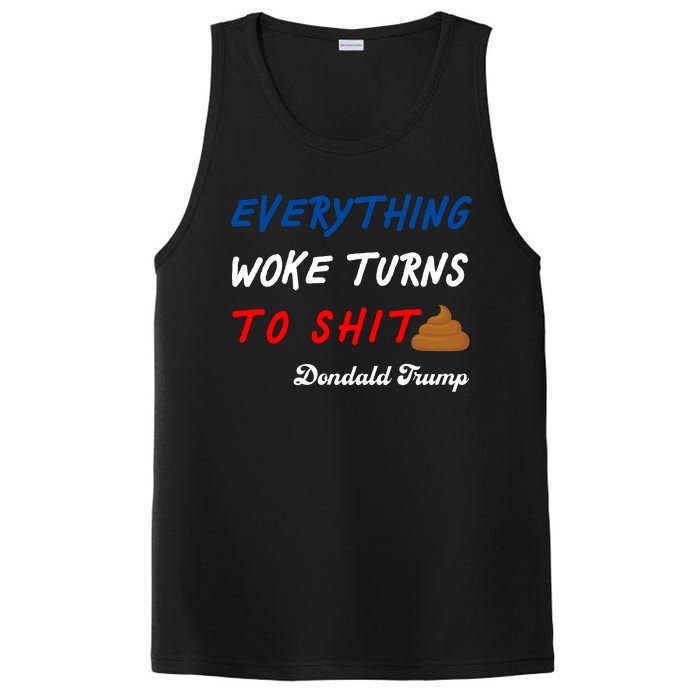 Everything Woke Turns To Shit Funny Poop Emoji Trump Quote PosiCharge Competitor Tank