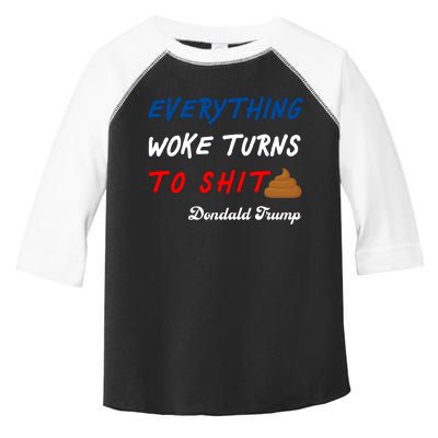 Everything Woke Turns To Shit Funny Poop Emoji Trump Quote Toddler Fine Jersey T-Shirt