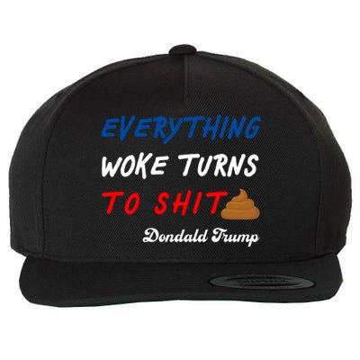 Everything Woke Turns To Shit Funny Poop Emoji Trump Quote Wool Snapback Cap