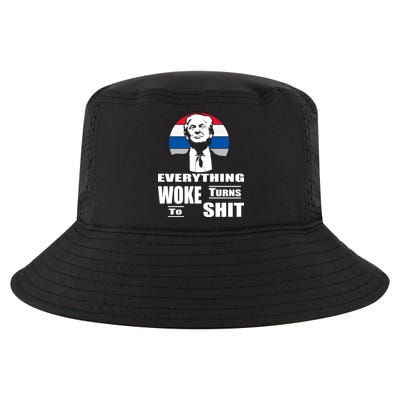 Everything Woke Turns To Shit Funny Trump 2024 Anti Woke Cool Comfort Performance Bucket Hat