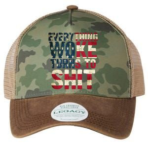 Everything Woke Turns To Shit USA Flag Legacy Tie Dye Trucker Hat