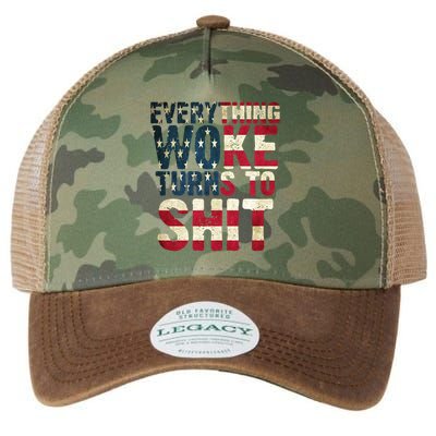 Everything Woke Turns To Shit USA Flag Legacy Tie Dye Trucker Hat