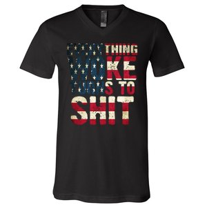 Everything Woke Turns To Shit USA Flag V-Neck T-Shirt