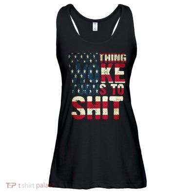 Everything Woke Turns To Shit USA Flag Ladies Essential Flowy Tank