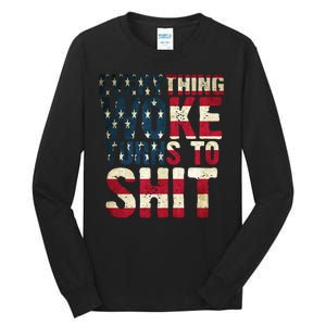 Everything Woke Turns To Shit USA Flag Tall Long Sleeve T-Shirt