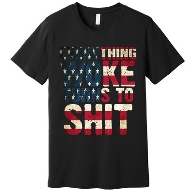Everything Woke Turns To Shit USA Flag Premium T-Shirt