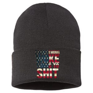 Everything Woke Turns To Shit USA Flag Sustainable Knit Beanie