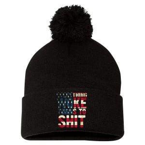 Everything Woke Turns To Shit USA Flag Pom Pom 12in Knit Beanie