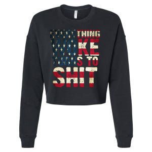 Everything Woke Turns To Shit USA Flag Cropped Pullover Crew