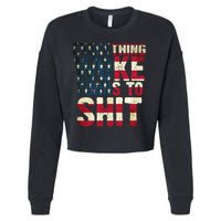 Everything Woke Turns To Shit USA Flag Cropped Pullover Crew