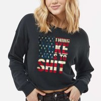 Everything Woke Turns To Shit USA Flag Cropped Pullover Crew