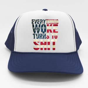 Everything Woke Turns To Shit USA Flag Trucker Hat