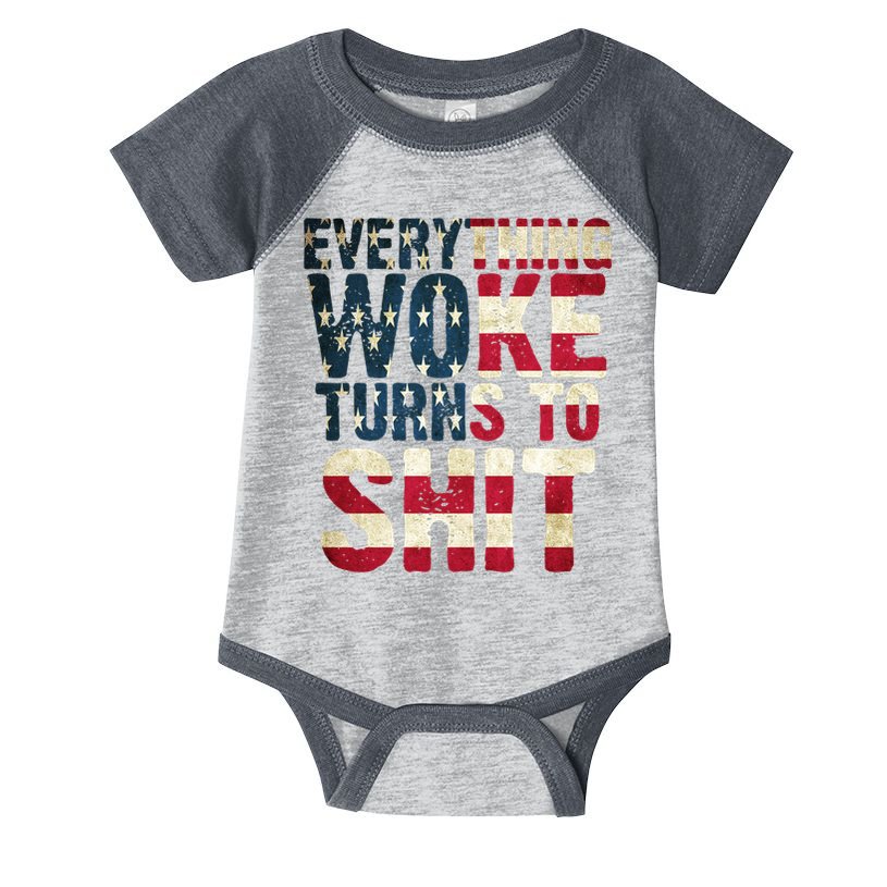 Everything Woke Turns To Shit USA Flag Infant Baby Jersey Bodysuit