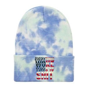 Everything Woke Turns To Shit USA Flag Tie Dye 12in Knit Beanie