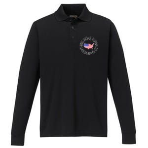 Everything Woke Turns To Shit Trump 2024 Usa Flag Gift Performance Long Sleeve Polo