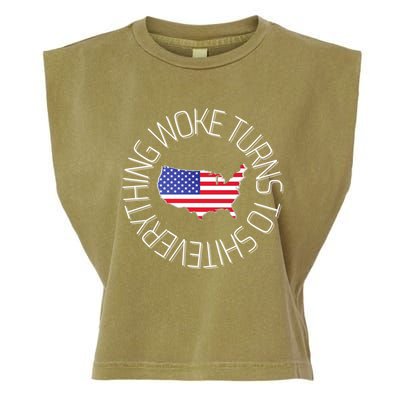 Everything Woke Turns To Shit Trump 2024 Usa Flag Gift Garment-Dyed Women's Muscle Tee