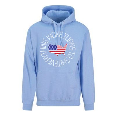 Everything Woke Turns To Shit Trump 2024 Usa Flag Gift Unisex Surf Hoodie