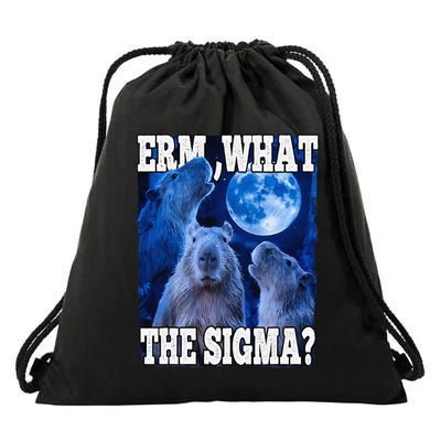 Erm What The Sigma Funny Capybara Meme Drawstring Bag