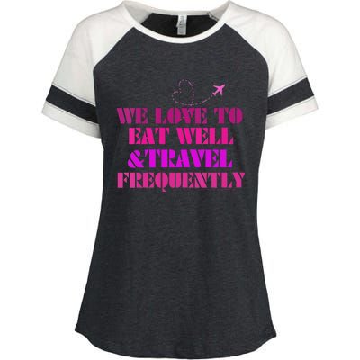 Eat Well Travel Frequently Enza Ladies Jersey Colorblock Tee