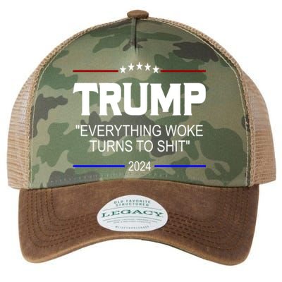 Everything Woke Turns To Shit Funny Trump 2024 President Legacy Tie Dye Trucker Hat