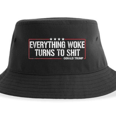 Everything Woke Turns To Shit Donald Trump Funny Political Meme Shirt Political Sustainable Bucket Hat