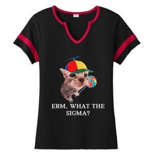 Erm What The Sigma Cat Candy Ladies Halftime Notch Neck Tee