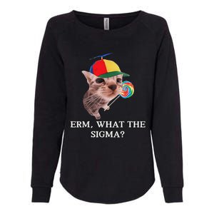 Erm What The Sigma Cat Candy Womens California Wash Sweatshirt