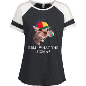 Erm What The Sigma Cat Candy Enza Ladies Jersey Colorblock Tee