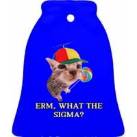 Erm What The Sigma Cat Candy Ceramic Bell Ornament