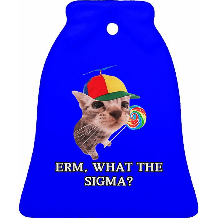 Erm What The Sigma Cat Candy Ceramic Bell Ornament