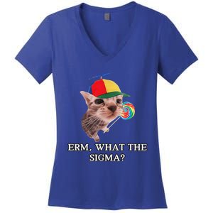 Erm What The Sigma Cat Candy Women's V-Neck T-Shirt