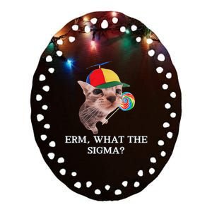 Erm What The Sigma Cat Candy Ceramic Oval Ornament