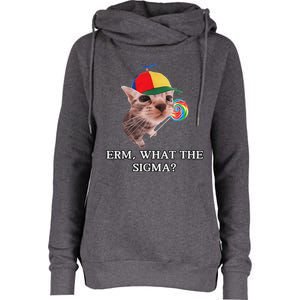 Erm What The Sigma Cat Candy Womens Funnel Neck Pullover Hood