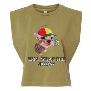 Erm What The Sigma Cat Candy Garment-Dyed Women's Muscle Tee