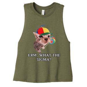 Erm What The Sigma Cat Candy Women's Racerback Cropped Tank