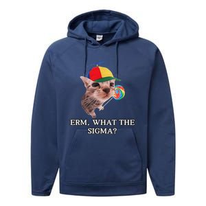 Erm What The Sigma Cat Candy Performance Fleece Hoodie