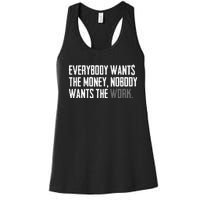 Everybody Wants The Money Nobody Wants The Work Women's Racerback Tank