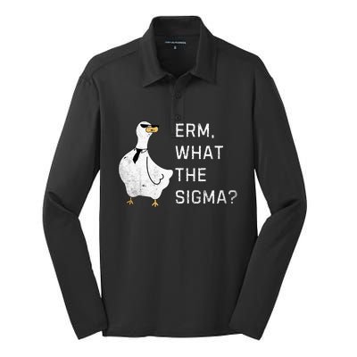 Erm What The Sigma Funny Meme Sigma Silk Touch Performance Long Sleeve Polo