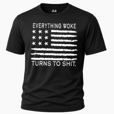 Everything Woke Turns To Shit American Flag Performance Shirt